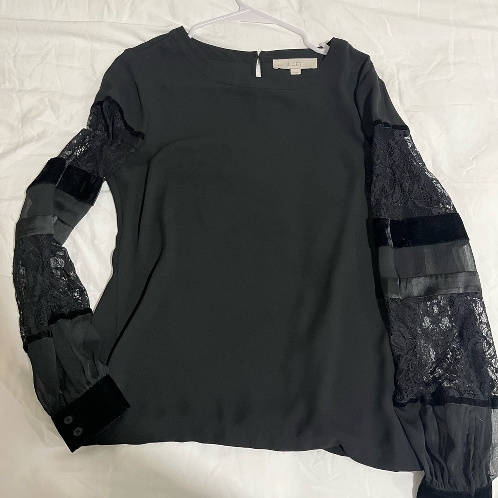 Elegant Black Lace Sleeve Top